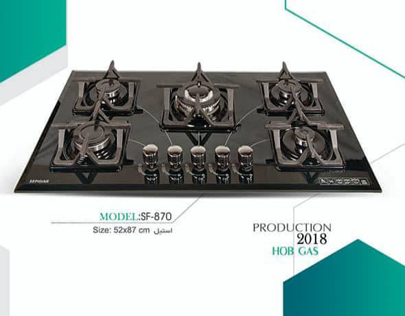 اجاقگاز ۵ شعله صفحه شیشه بدون ترمو کوپل سوپر سان مدل M5